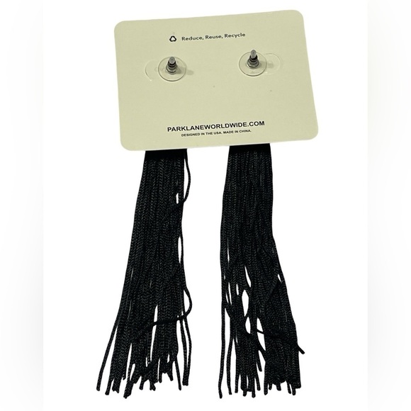 NWT Park Lane Zara Black Long Tassel Duster Earrings - Picture 5 of 6